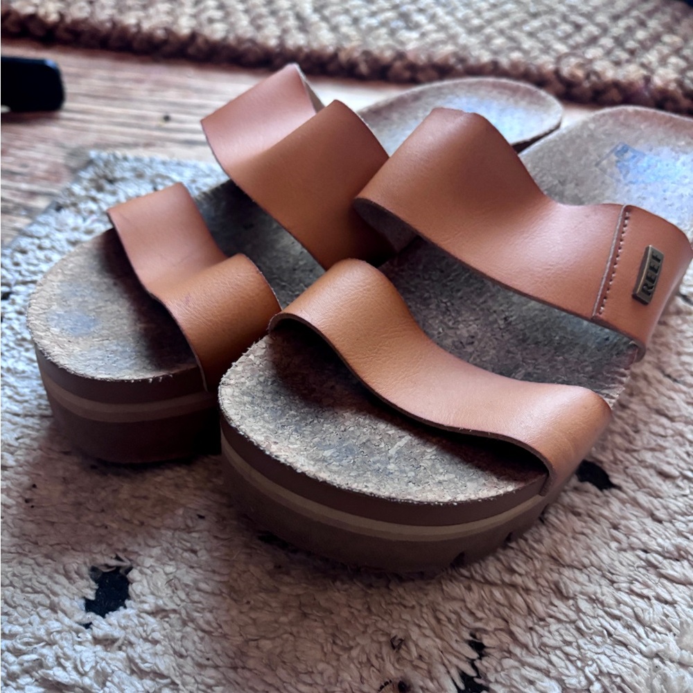 Reef Women's Tan Double-Strap Platform Sandals